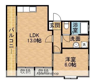 ハーベスト伊藤(1LDK/3階)の間取り写真