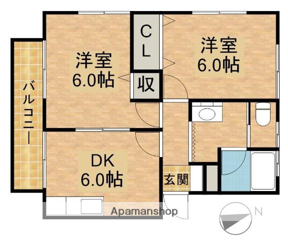 FIGARO(2DK/2階)の間取り写真