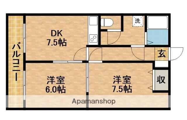 パルージュ(2DK/2階)の間取り写真