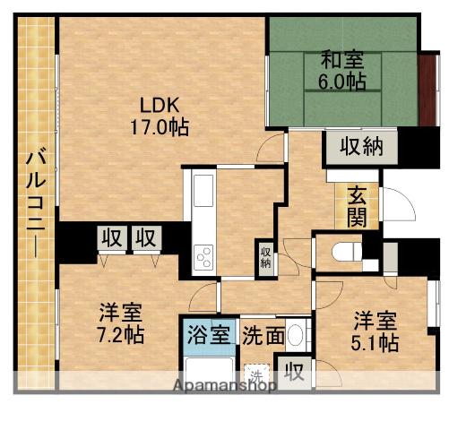 セントラルタワー(3LDK/15階)の間取り写真