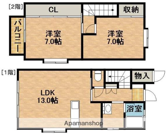 プレンティハウスＡ(2LDK)の間取り写真