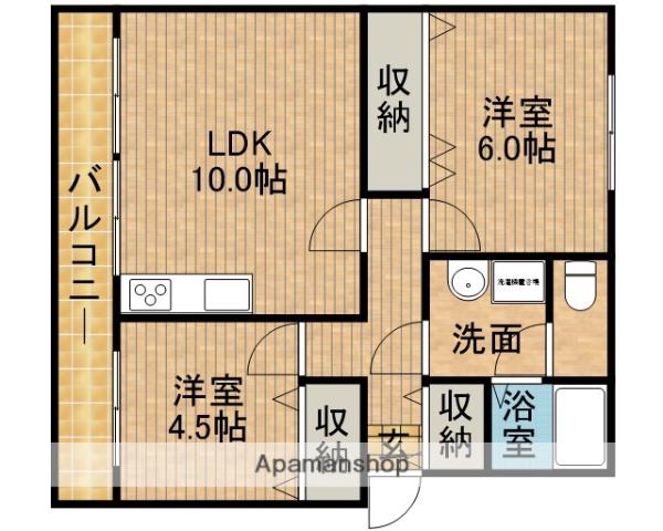 イーストパレス南新屋(2LDK/3階)の間取り写真