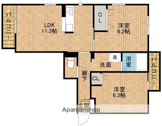 ALEGRIA E棟(2LDK/1階)の間取り写真