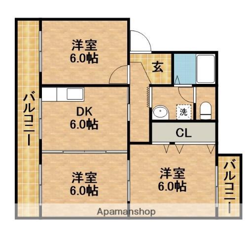エステート半田山(3DK/3階)の間取り写真