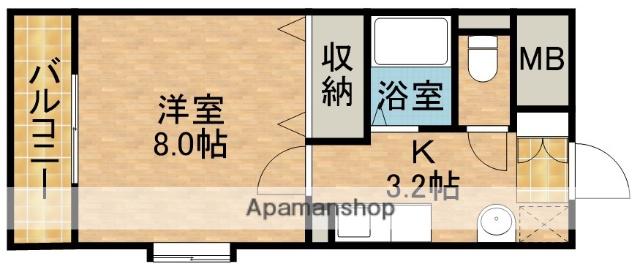 グランドハイツ布橋(1K/2階)の間取り写真