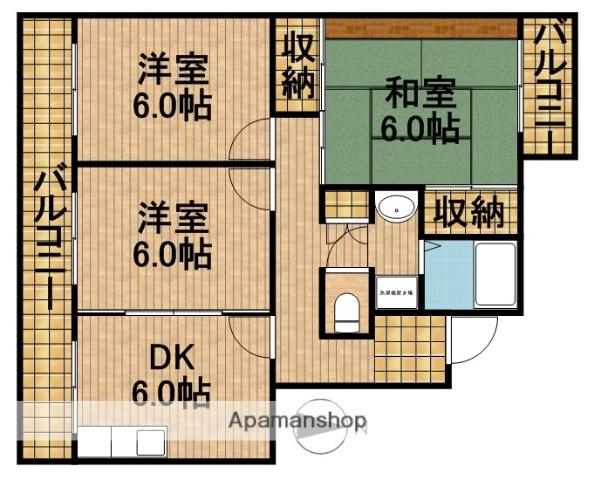 パレス富塚(3DK/3階)の間取り写真