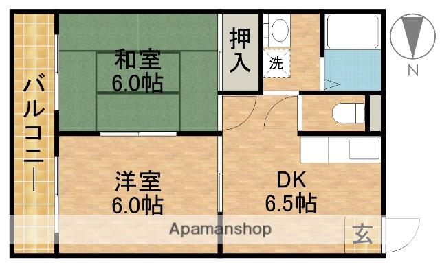 高橋コーポ(2DK/2階)の間取り写真