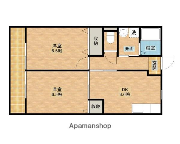 東海道本線 浜松駅 バス乗車時間：25分 ＪＡ長上支店バス停で下車 徒歩3分 2階建 築26年(2DK/2階)の間取り写真