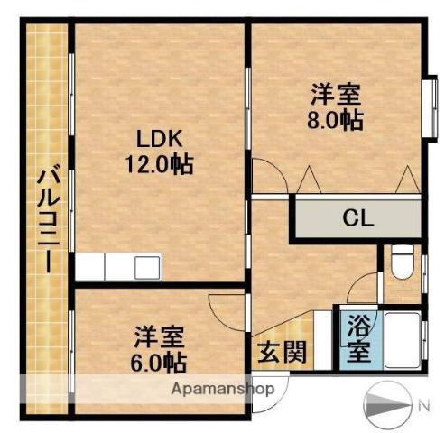 サンメモリーⅡ(3DK/1階)の間取り写真