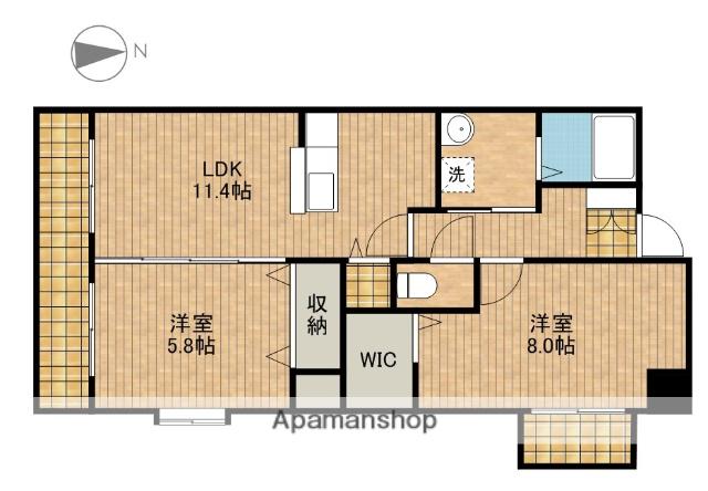 ラ・フォンテーヌ(2LDK/3階)の間取り写真