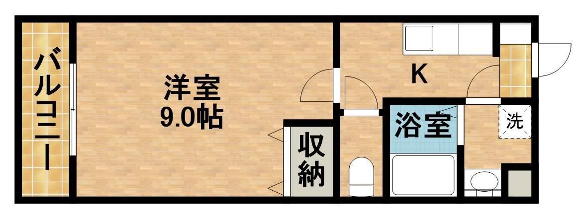 カウベルⅡ(1K/3階)の間取り写真