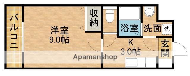 カウベルⅡ(1K/3階)の間取り写真