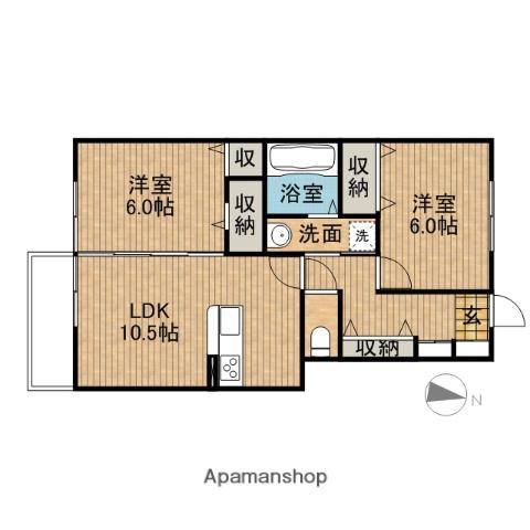 グランドゥール・Ⅲ(2LDK/1階)の間取り写真