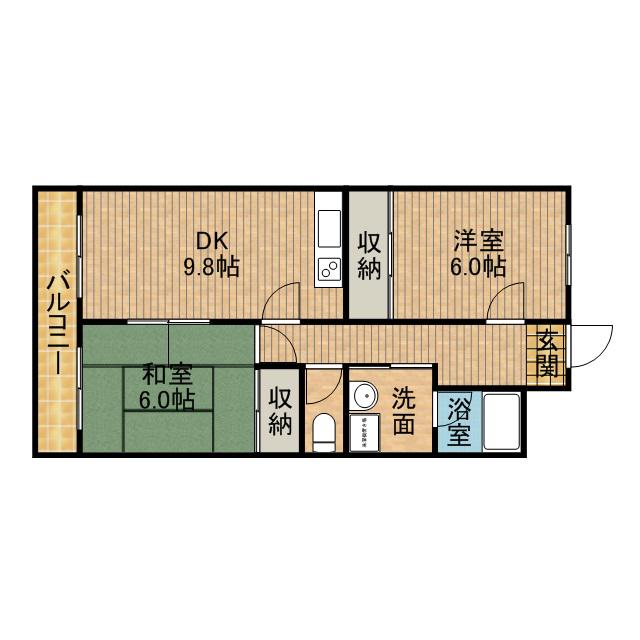 パレスフォレスト(2DK/3階)の間取り写真