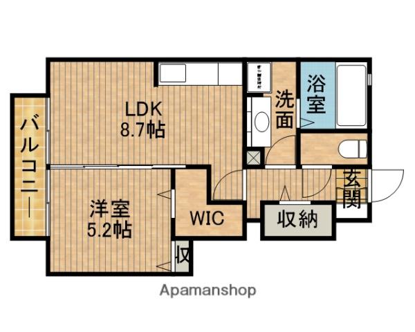 ソシアⅢB(1LDK/1階)の間取り写真
