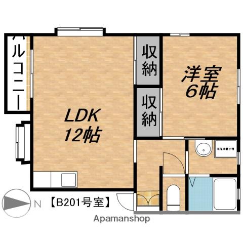 チェリー佐鳴AB(1LDK/2階)の間取り写真