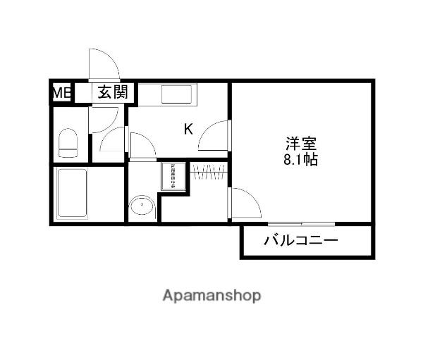 ピューピル有玉(1K/3階)の間取り写真