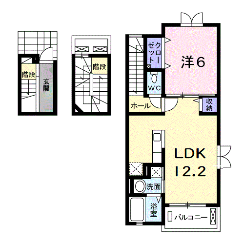 ピュアライフ(1LDK/3階)の間取り写真