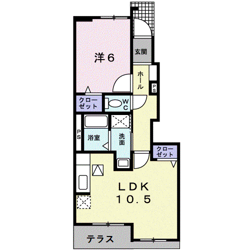 CIELO SERENO(1LDK/1階)の間取り写真