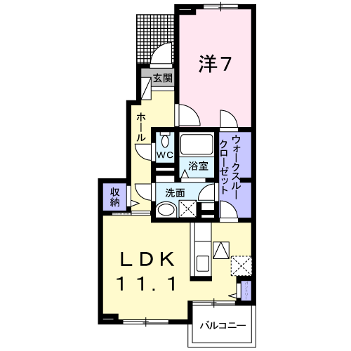 モダン レジデンス(1LDK/1階)の間取り写真