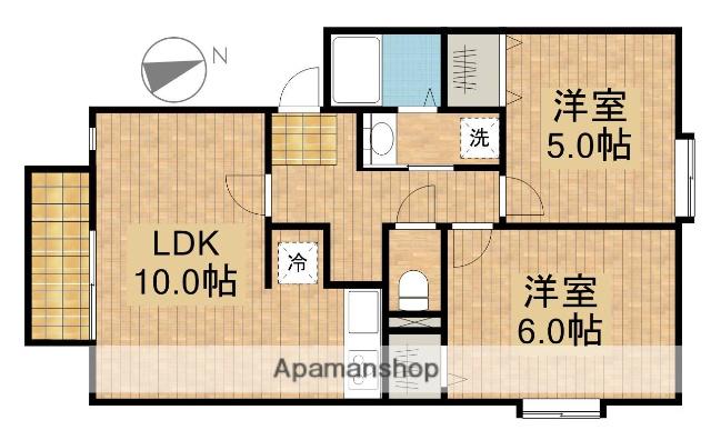 リヴェール(2DK/2階)の間取り写真