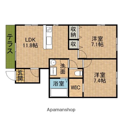 フォレストメゾン和(2LDK/1階)の間取り写真