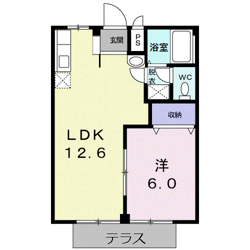 シティハイツなかの(1LDK/1階)の間取り写真