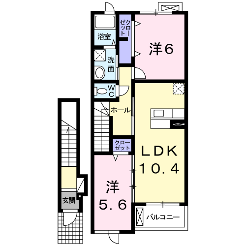 ハピネスⅡ(2LDK/2階)の間取り写真