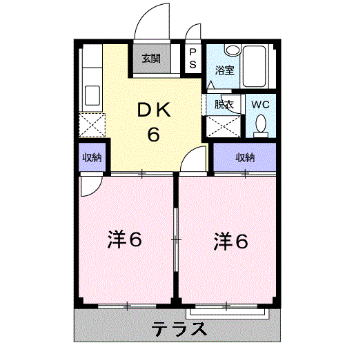 サンハイツA(2DK/1階)の間取り写真