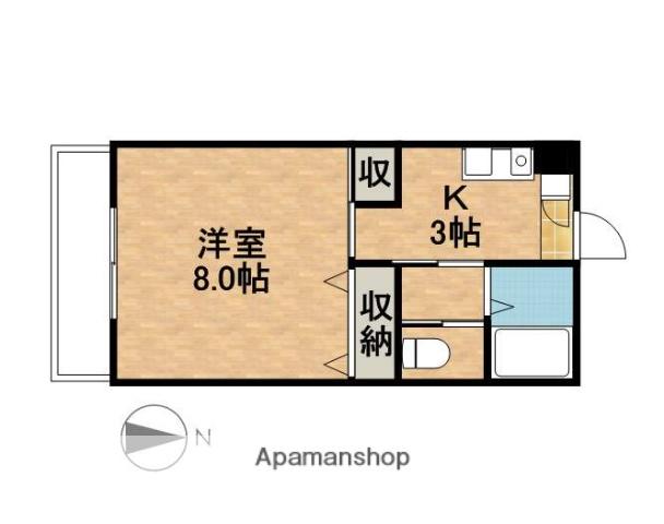 レイク・ビュー(1K/2階)の間取り写真