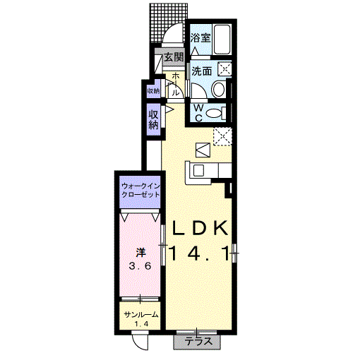 SHANCE(1LDK/1階)の間取り写真