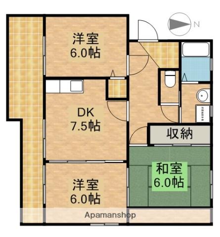 アンヌプリA(3DK/2階)の間取り写真