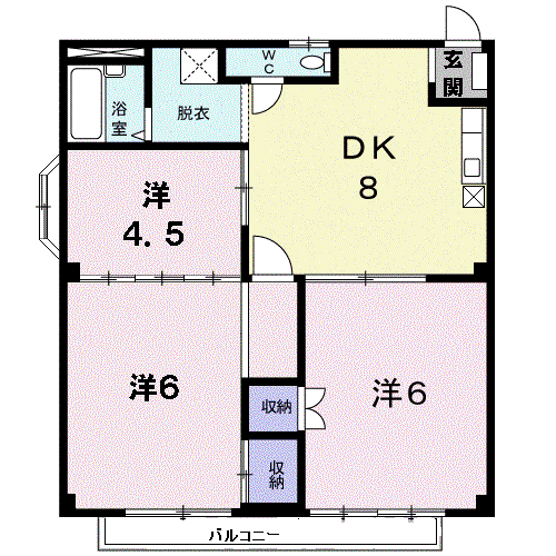 ハイツ河島E(3DK/2階)の間取り写真