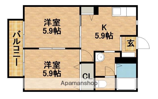 コーポ浜名湖(2K/2階)の間取り写真