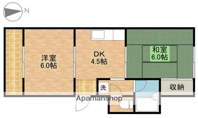 ハイツフジイ(2DK/2階)の間取り写真