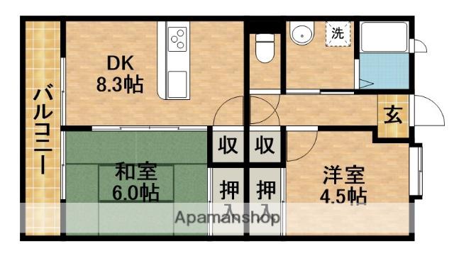 ヒルズ小名川WINGΒ(2DK/3階)の間取り写真