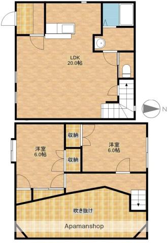 吹抜けテラスハウス三和(2LDK)の間取り写真