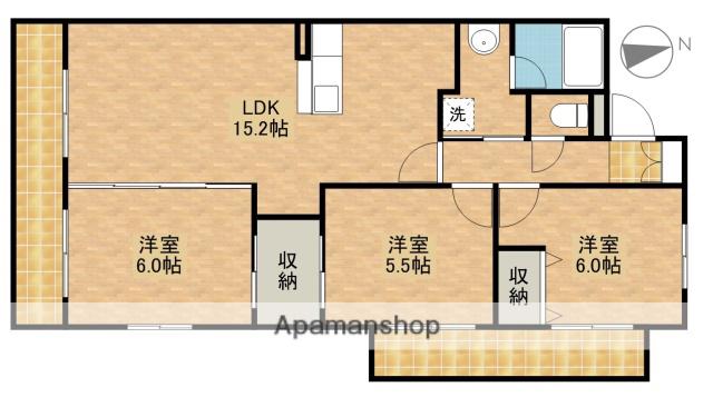 グラン ルフレ蜆塚(3LDK/1階)の間取り写真