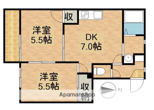 サンライズ葵東(2DK/1階)の間取り写真