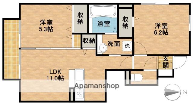 ケンズスクエア A棟(2LDK/1階)の間取り写真