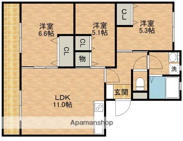 ニューメゾン・ド・アザレ(3LDK/2階)の間取り写真