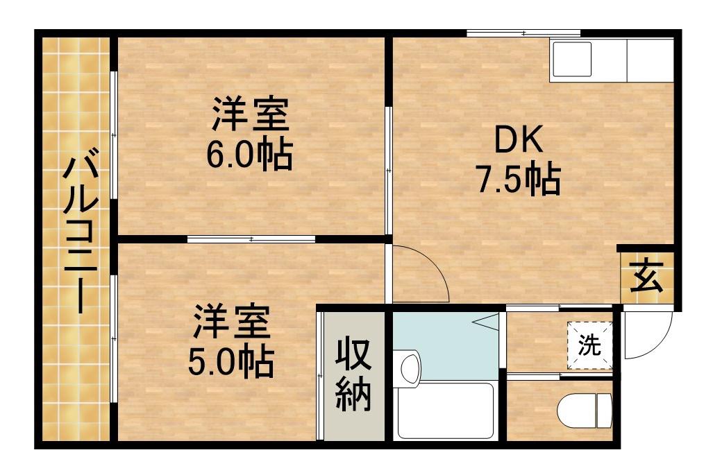 コーポ中村(2DK/2階)の間取り写真