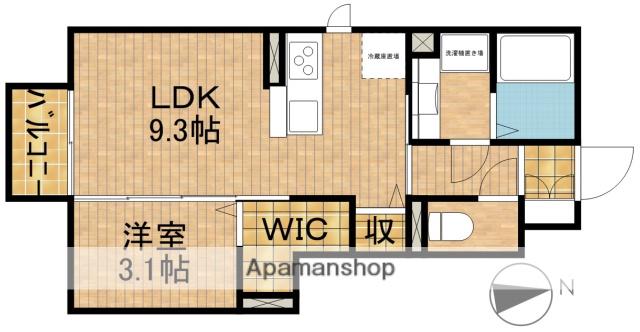 東海道本線 磐田駅 バス乗車時間：15分 ヤマハ発動機バス停で下車 徒歩9分 2階建 築8年(1LDK/1階)の間取り写真