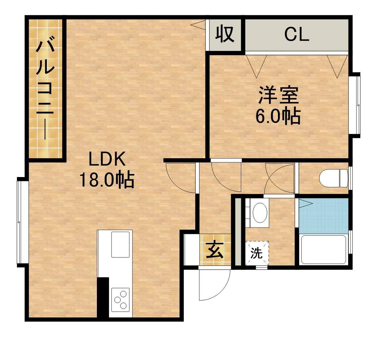 ハミング1(1LDK/1階)の間取り写真