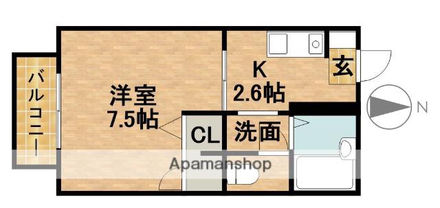上島ビギン(1K/2階)の間取り写真
