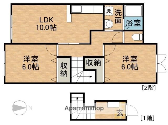 ティファニー 5(2LDK/2階)の間取り写真