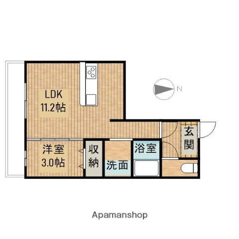 メルベーユK(1LDK/1階)の間取り写真