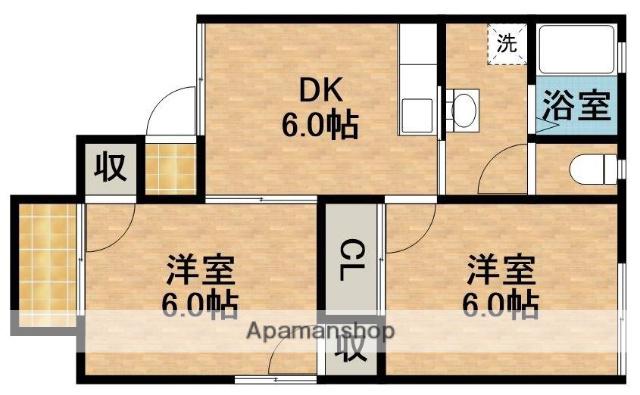 セジュールK&T Ⅰ(2DK/1階)の間取り写真