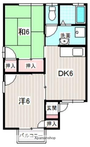 セジュールK&T Ⅰ(2DK/1階)の間取り写真