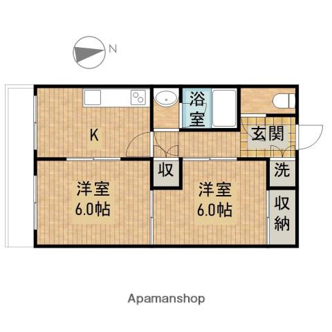 ユーロハイツ浜岡(2DK/3階)の間取り写真